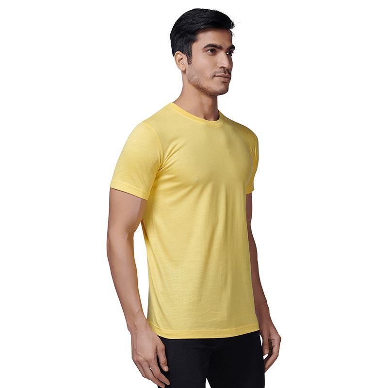 Yellow Round Neck Half Sleeves Plain T-Shirt For Men Clothing Catch My Drift India 