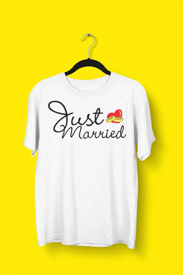 Just Married Exclusive T Shirt for Newly Married Couples | Premium Design | Catch My Drift India