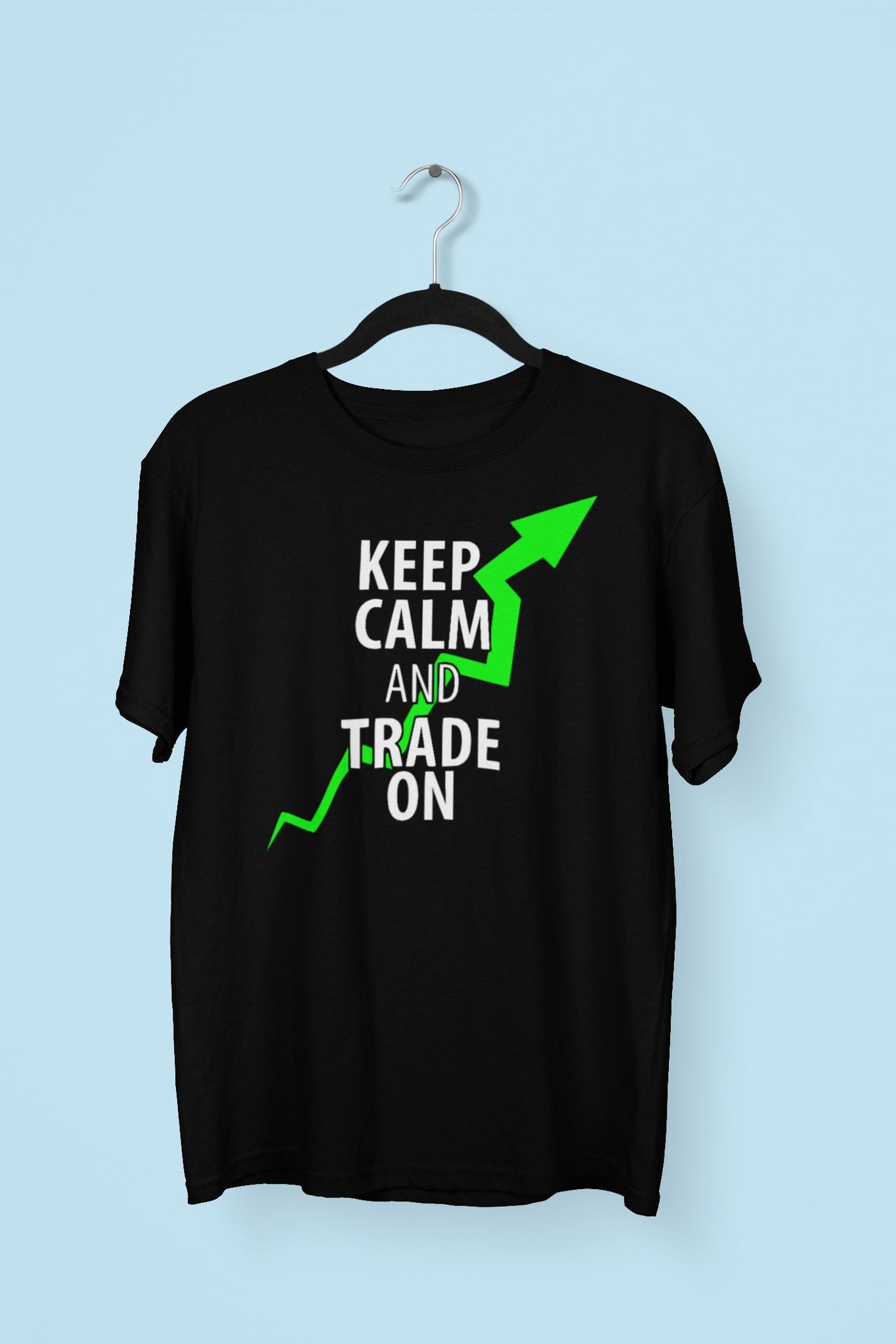 Keep Calm and Trade Down Exclusive Black T Shirt for Men and Women - Catch My Drift India  black, bse, clothing, female, made in india, nifty, nse, sensex, shirt, stock market, t shirt, trade