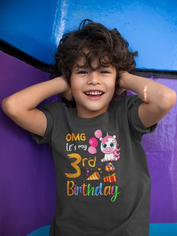 Omg It's My 3rd Birthday Special Black T Shirt for 3 Year Old Babies