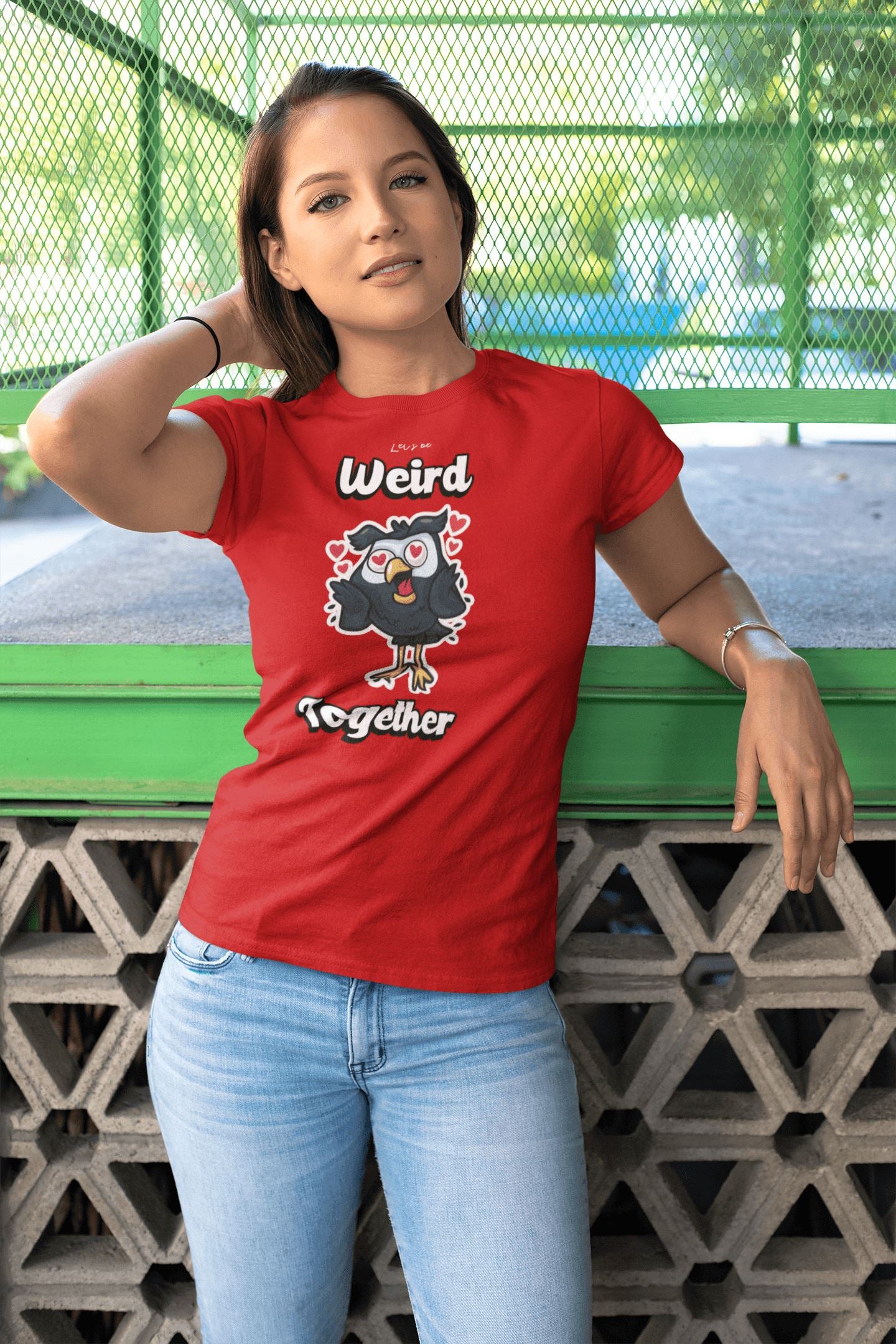 Lets Be Weird Together Funky Ullu Red T Shirt for Couples | Premium Design | Catch My Drift India - Catch My Drift India  clothing, couples, female, friends, made in india, red, shirt, t shir