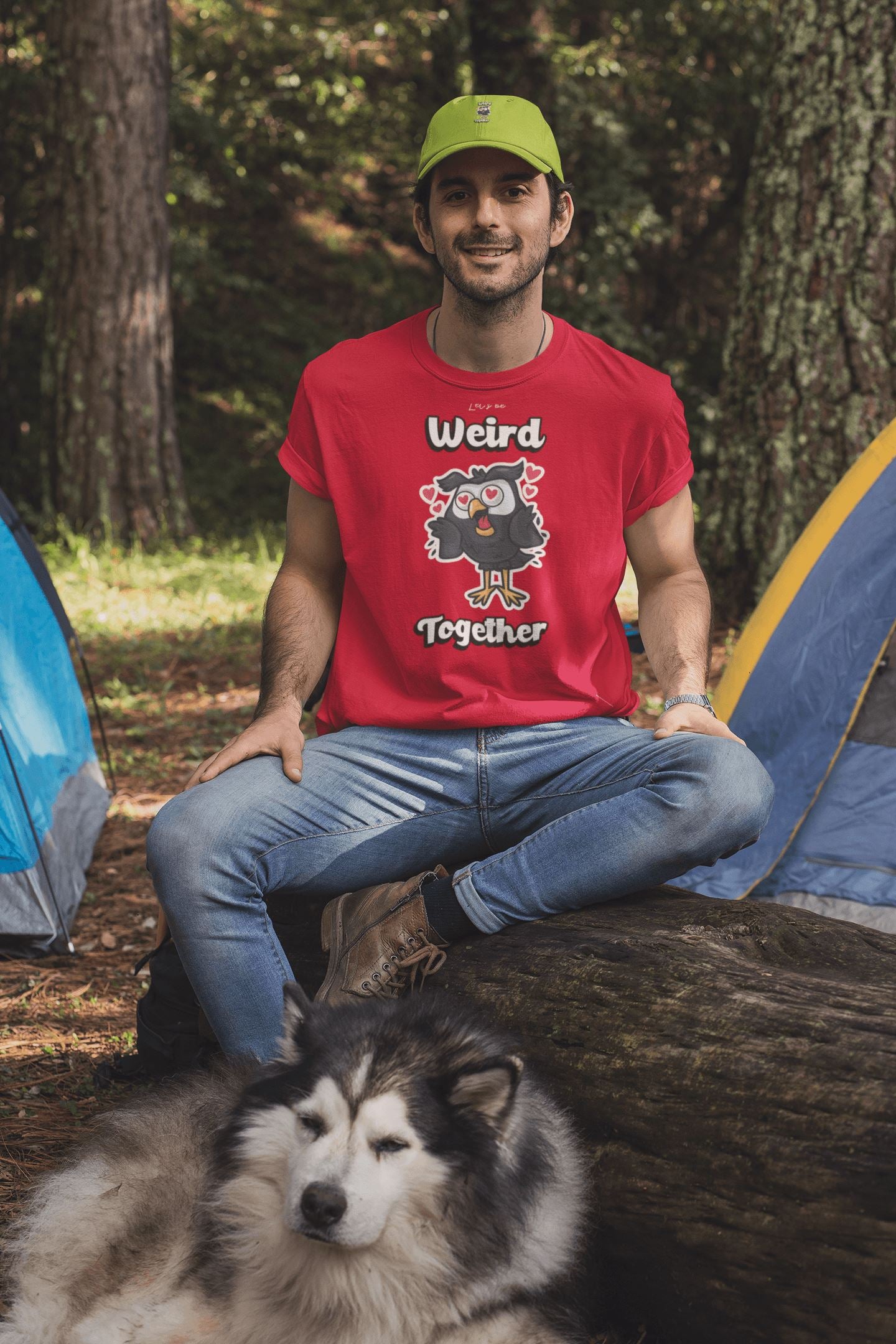 Lets Be Weird Together Funky Ullu Red T Shirt for Couples | Premium Design | Catch My Drift India - Catch My Drift India  clothing, couples, female, friends, made in india, red, shirt, t shir