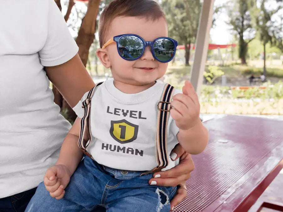 Level 1 Human T Shirt for New Born Babies | Premium Design | Catch My Drift India - Catch My Drift India Clothing babies, baby, kids, onesie, onesies, toddlers