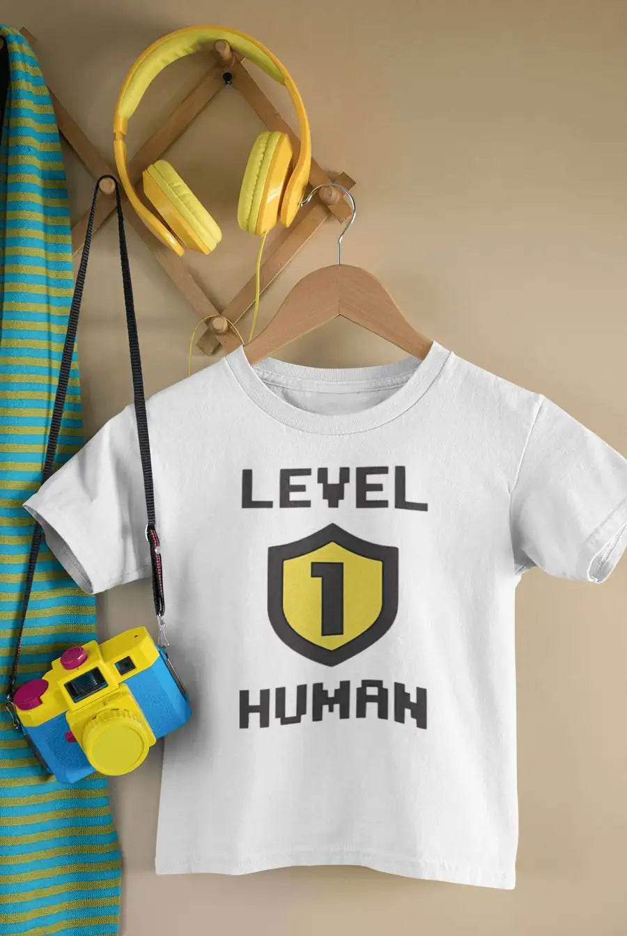 Level 1 Human T Shirt for New Born Babies | Premium Design | Catch My Drift India - Catch My Drift India Clothing babies, baby, kids, onesie, onesies, toddlers