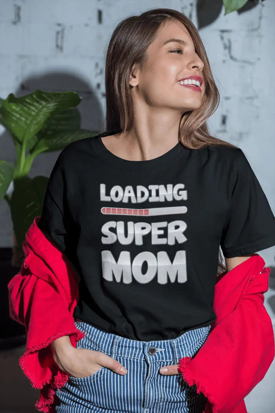 Loading Super Mom Black T Shirt for | Premium Design | Catch My Drift India - Catch My Drift India  black, clothing, expecting mom, father, made in india, mom, mother, parents, pregnancy, pre