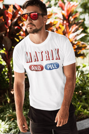 Matrix and Pill Official Funny T Shirt for Men and Women - Catch My Drift India  black, clothing, keanu reeves, made in india, matrix, movie, movies, neo, pop, shirt, t shirt, trending, tshir
