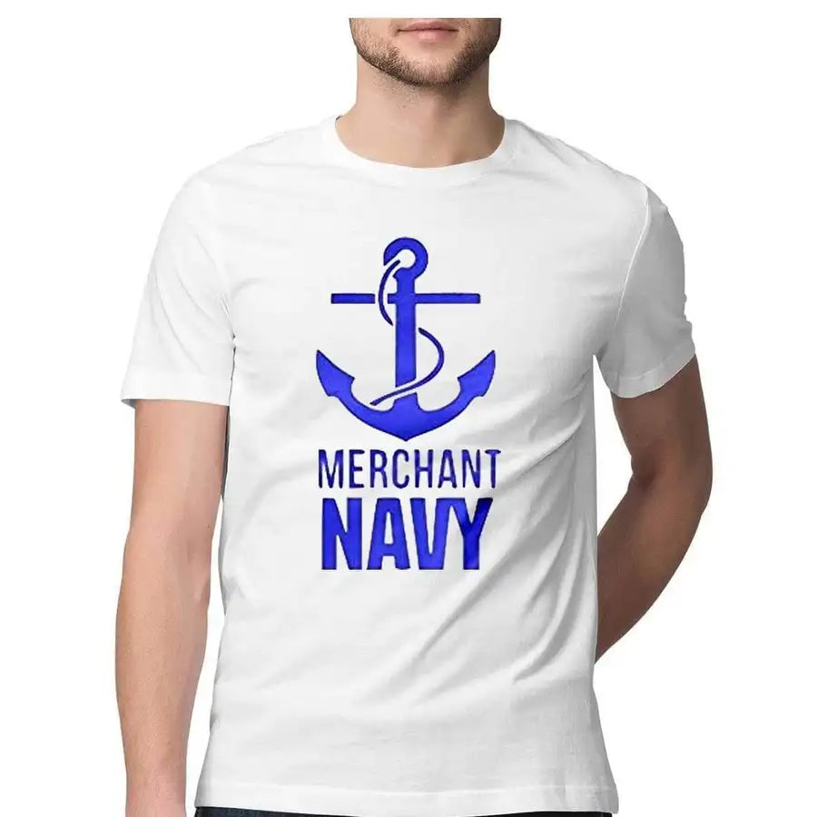 Merchant Navy Exclusive Custom T Shirt For Men | Premium Design | Catch My Drift India - Catch My Drift India Clothing clothing, made in india, merchant, navy, shirt, t shirt, tshirt, white