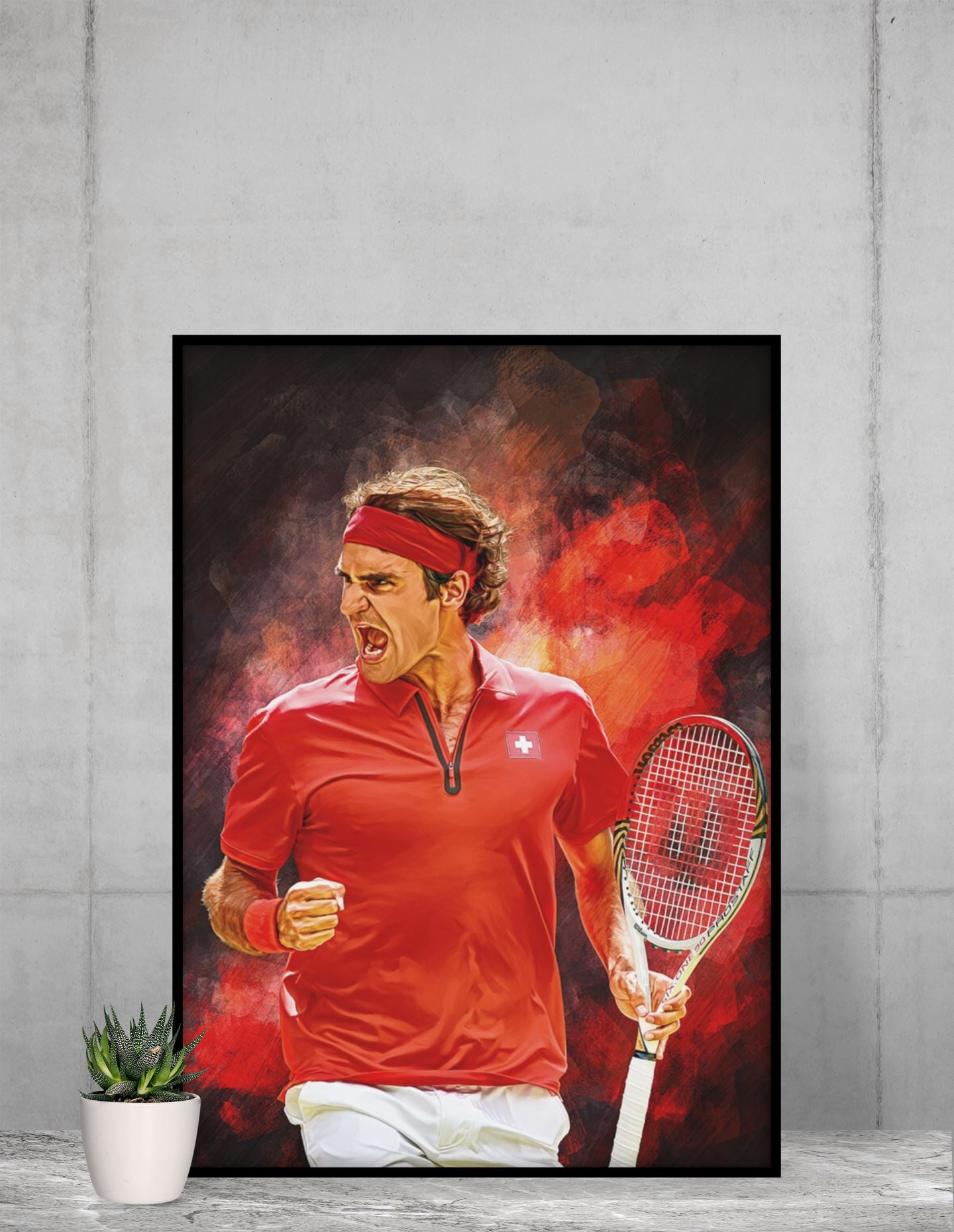 Roger Federer Roar Custom Made Exclusive Framed Wall Poster Posters, Prints, & Visual Artwork Printrove 