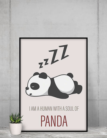 I am a Human with the Soul of a Panda Funny Framed Wall Poster Printrove 