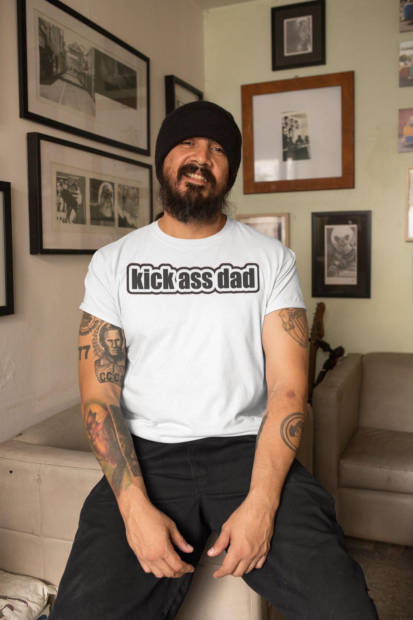 Kick Ass Dad Supreme White T Shirt for Men freeshipping - Catch My Drift India
