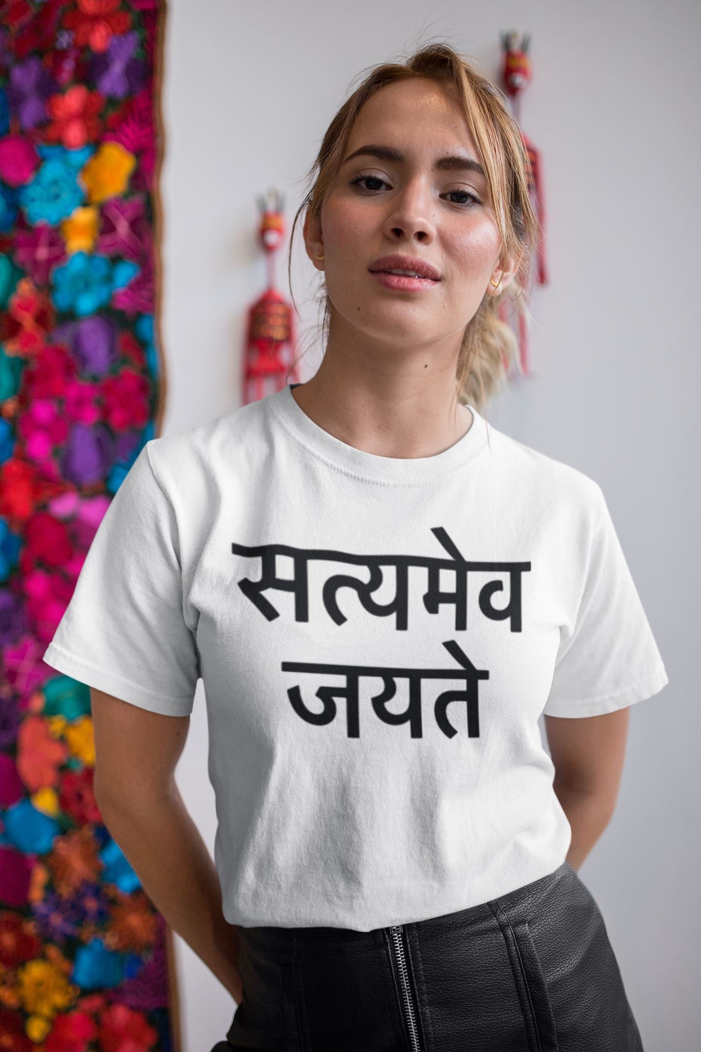 Satyamev Jayate Supreme White Indian T Shirt for Men and Women freeshipping - Catch My Drift India