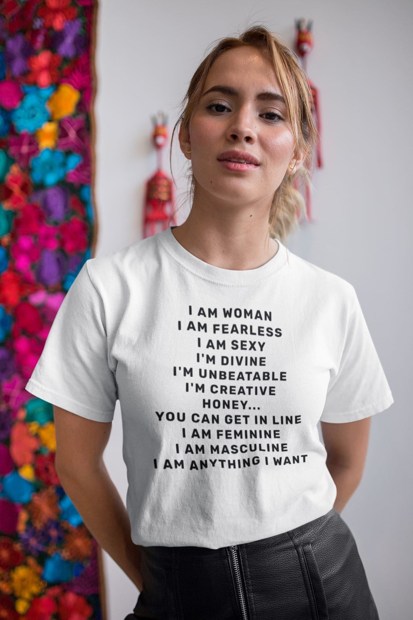 I am Woman Fearless Sexy Divine Special White T Shirt for Women freeshipping - Catch My Drift India