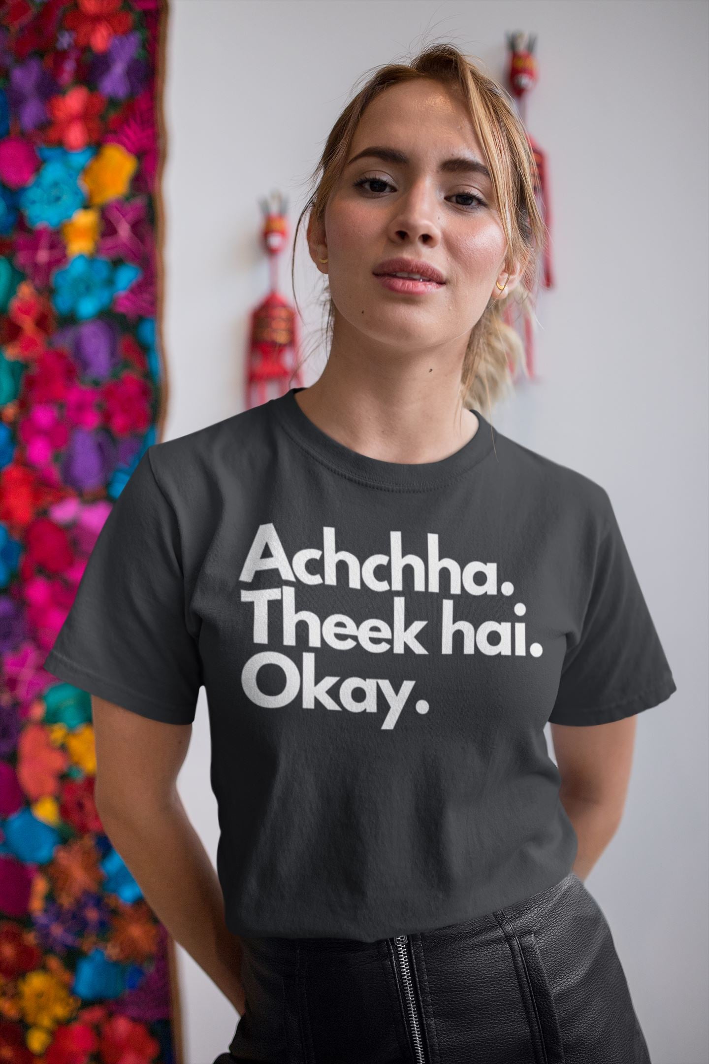 Achchha Theek Hai Okay Exclusive Black T Shirt for Men and Women freeshipping - Catch My Drift India