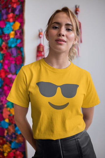 Cool Glasses Emoji Exclusive Yellow T Shirt for Men and Women