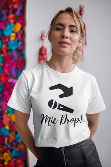 Mic Drop Exclusive Swaggy White T Shirt for Men and Women