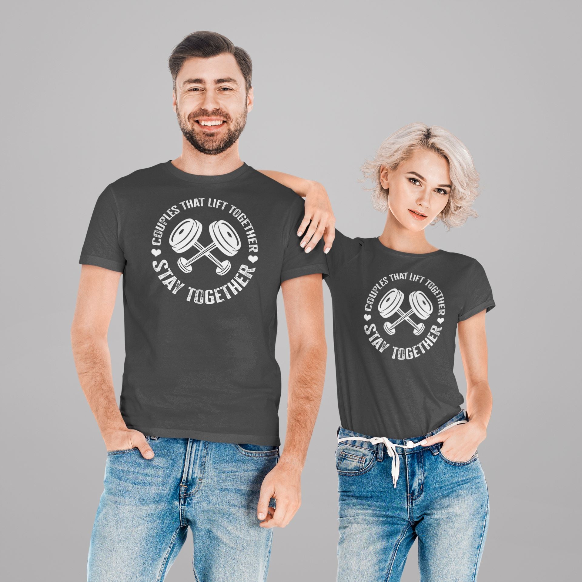 The Couple that Lifts Together Stays Together Special Matching Couple T Shirt for Men and Women freeshipping - Catch My Drift India