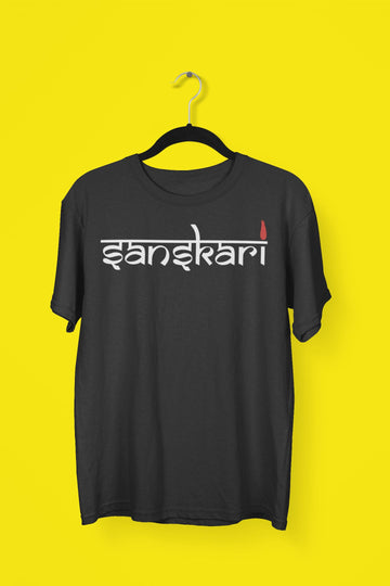 Sanskari Exclusive Black T Shirt for Men and Women freeshipping - Catch My Drift India