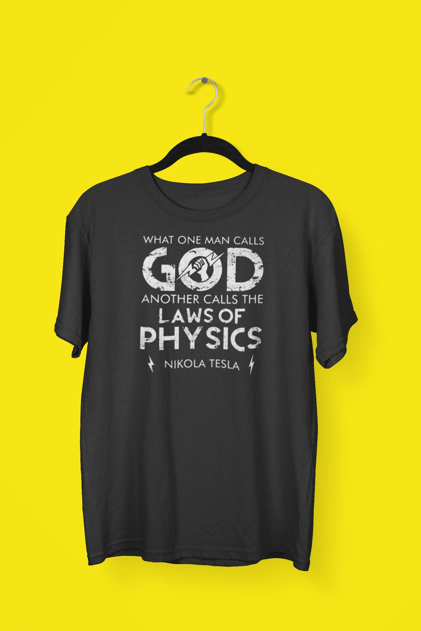 Laws of Physics Nikola Tesla Exclusive Black T Shirt for Men and Women freeshipping - Catch My Drift India