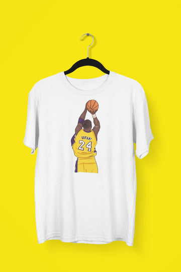 Kobe Bryant Shooting His Shot Official Perfect Form White T Shirt for Men and Women Shirts & Tops Printrove 