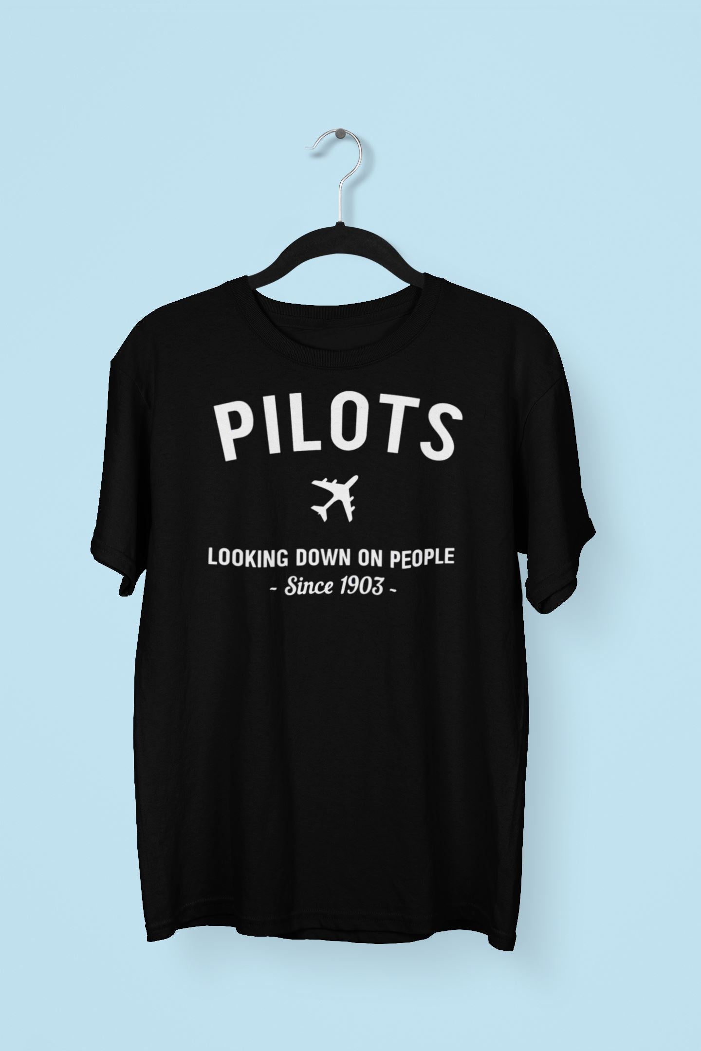 Pilots Looking Down on People Since 1903 Exclusive Navy Blue T Shirt for Men and Women Printrove Black S 