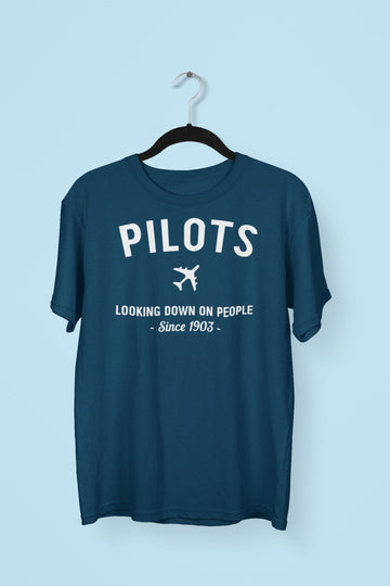 Pilots Looking Down on People Since 1903 Exclusive Navy Blue T Shirt for Men and Women