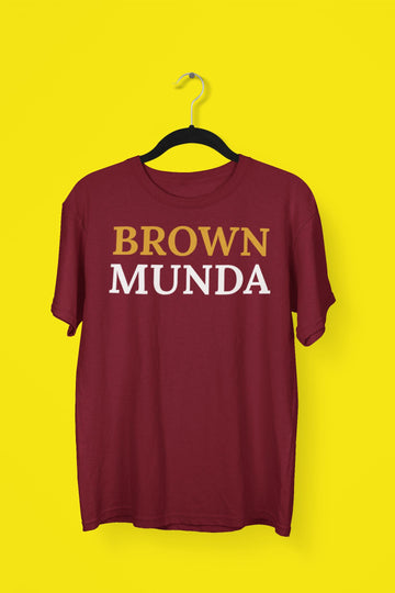 Brown Munda Exclusive Couple's Maroon T Shirt for Men