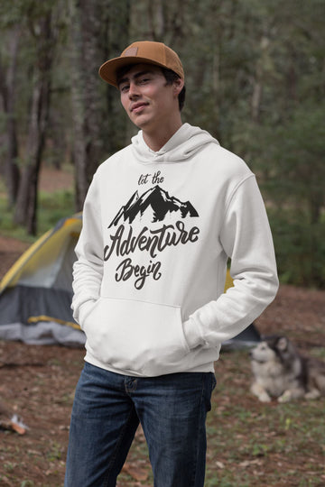 Let the Adventure Begin Exclusive White Mountain Hoodie for Men and Women