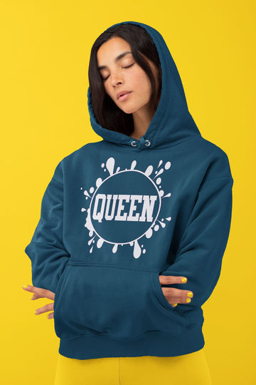 Queen Special Navy Blue Hoodie for Women freeshipping - Catch My Drift India
