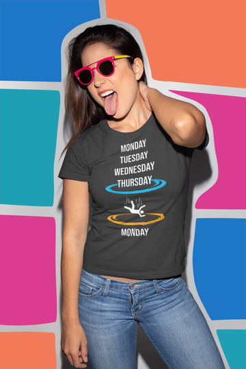 Monday to Monday Vortex Funny Black T Shirt for Men and Women