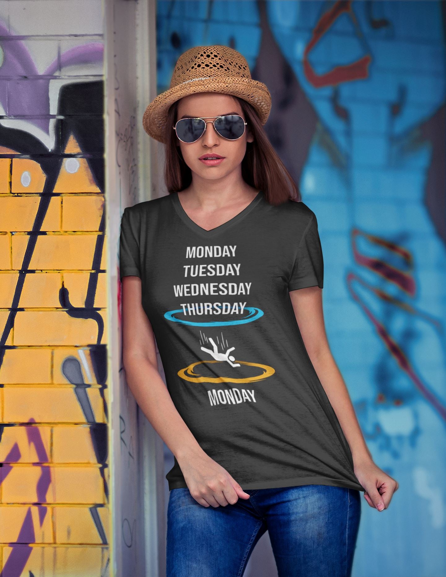 Monday to Monday Vortex Funny Black T Shirt for Men and Women freeshipping - Catch My Drift India