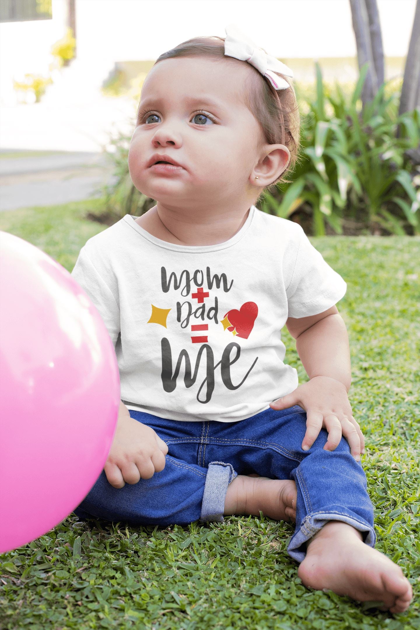 Mom Plus Dad Equals to Me Special White T Shirt for Babies - Catch My Drift India  babies, clothing, family, kid, kids, made in india, parents, toddler, toddlers