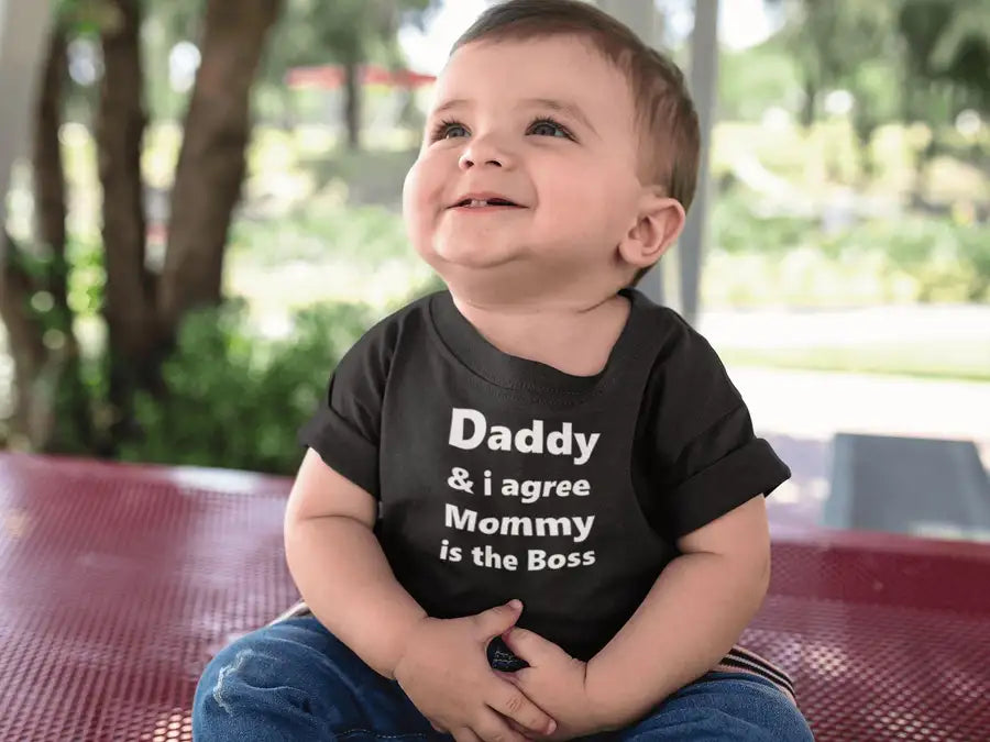 Mommy is the Boss Adorable T Shirt for New Born Babies | Premium Design | Catch My Drift India - Catch My Drift India Clothing babies, baby, kids, onesie, onesies, toddler, toddlers