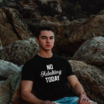 No Adulting Today Funny Black T Shirt for Men and Women