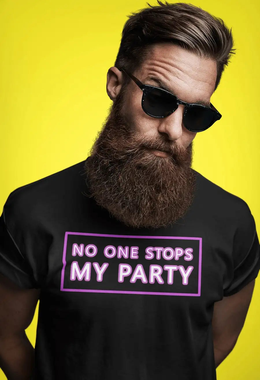 No One Stops My Party Black T Shirt for Men and Women | Premium Design | Catch My Drift India - Catch My Drift India Clothing black, clothing, general, gym, made in india, shirt, t shirt, tsh
