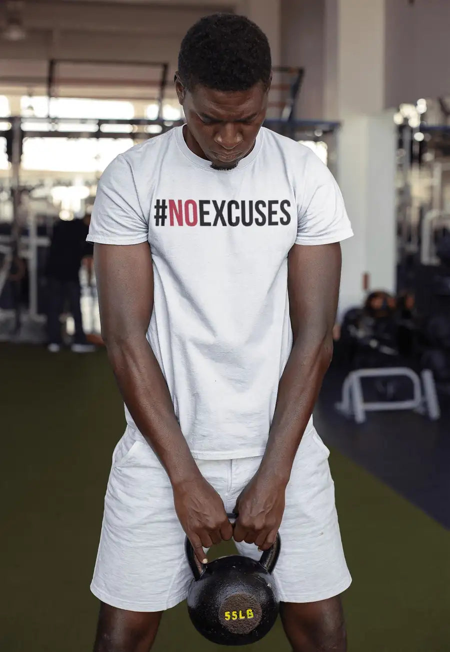 #NoExcuses White T Shirt for Men and Women | Premium Design | Catch My Drift India - Catch My Drift India Clothing clothing, general, gym, made in india, shirt, t shirt, trending, tshirt