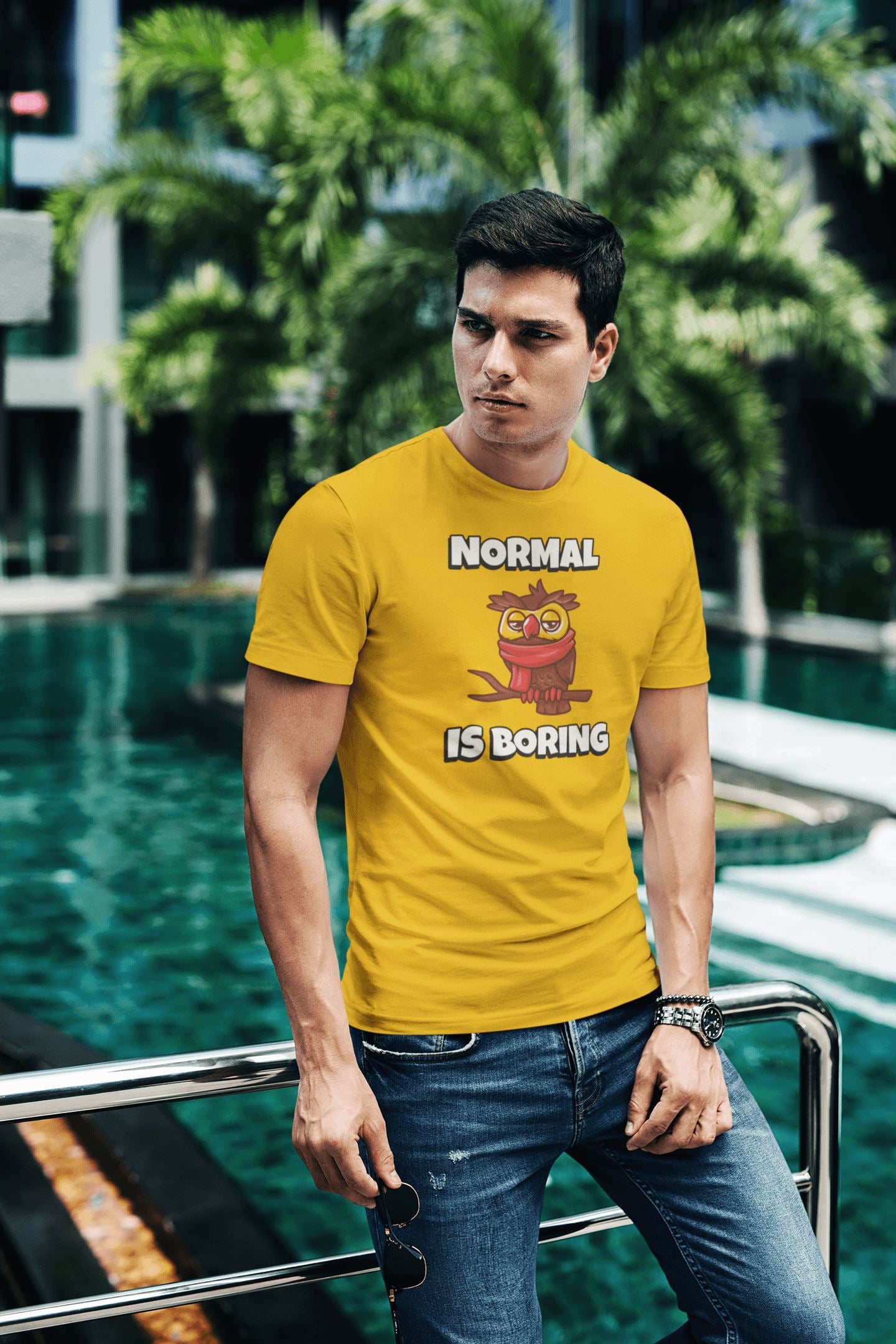 Normal is Boring Funky Ullu T Shirt for Men and Women | Premium Design | Catch My Drift India - Catch My Drift India  clothing, female, funny, general, made in india, shirt, t shirt, trending