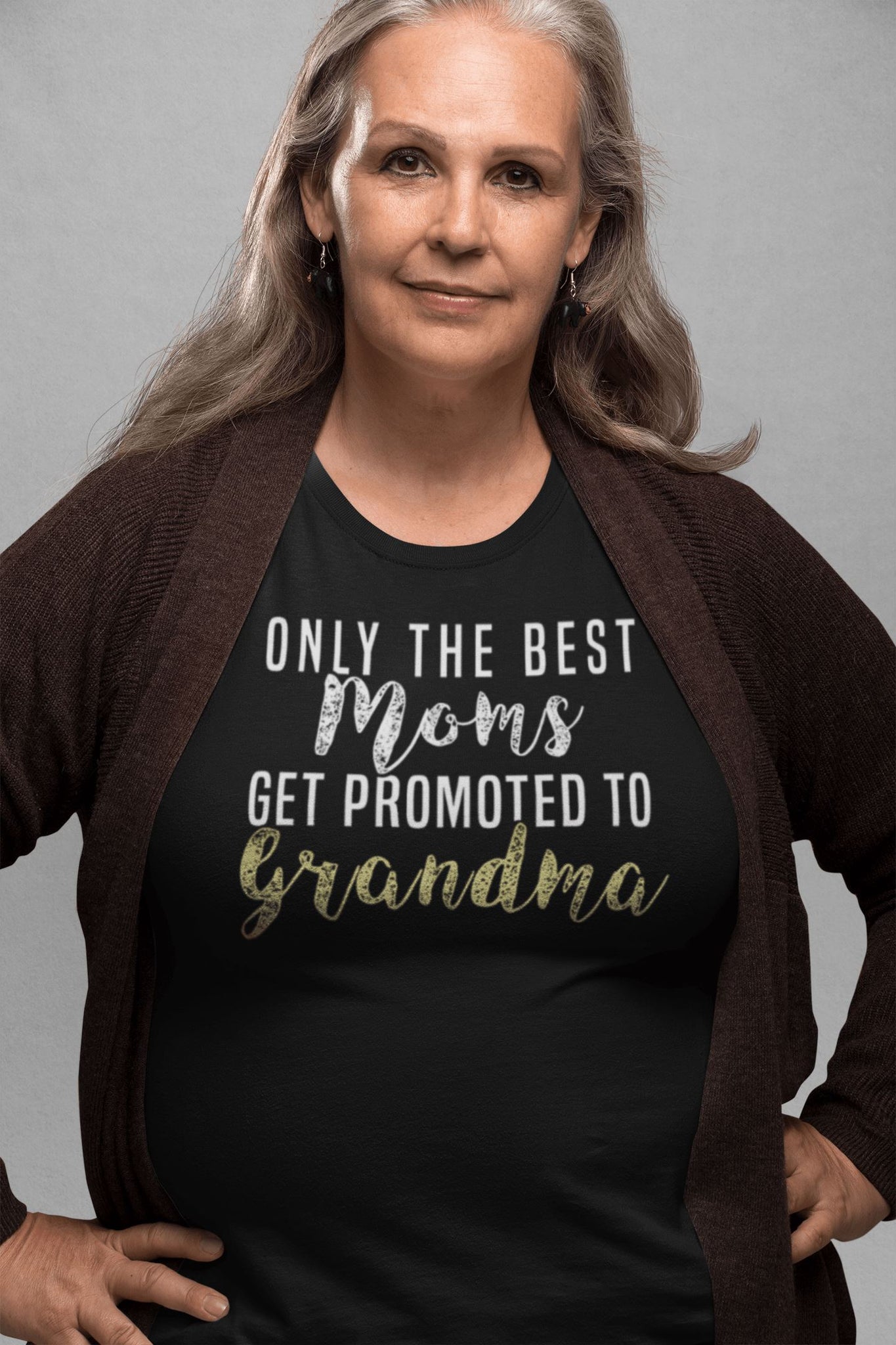 Only the Best Moms Get Promoted to Grandma Special T Shirt for Women - Catch My Drift India  black, clothing, female, grandma, grandparents, made in india, mom, mother, parents, shirt, t shir