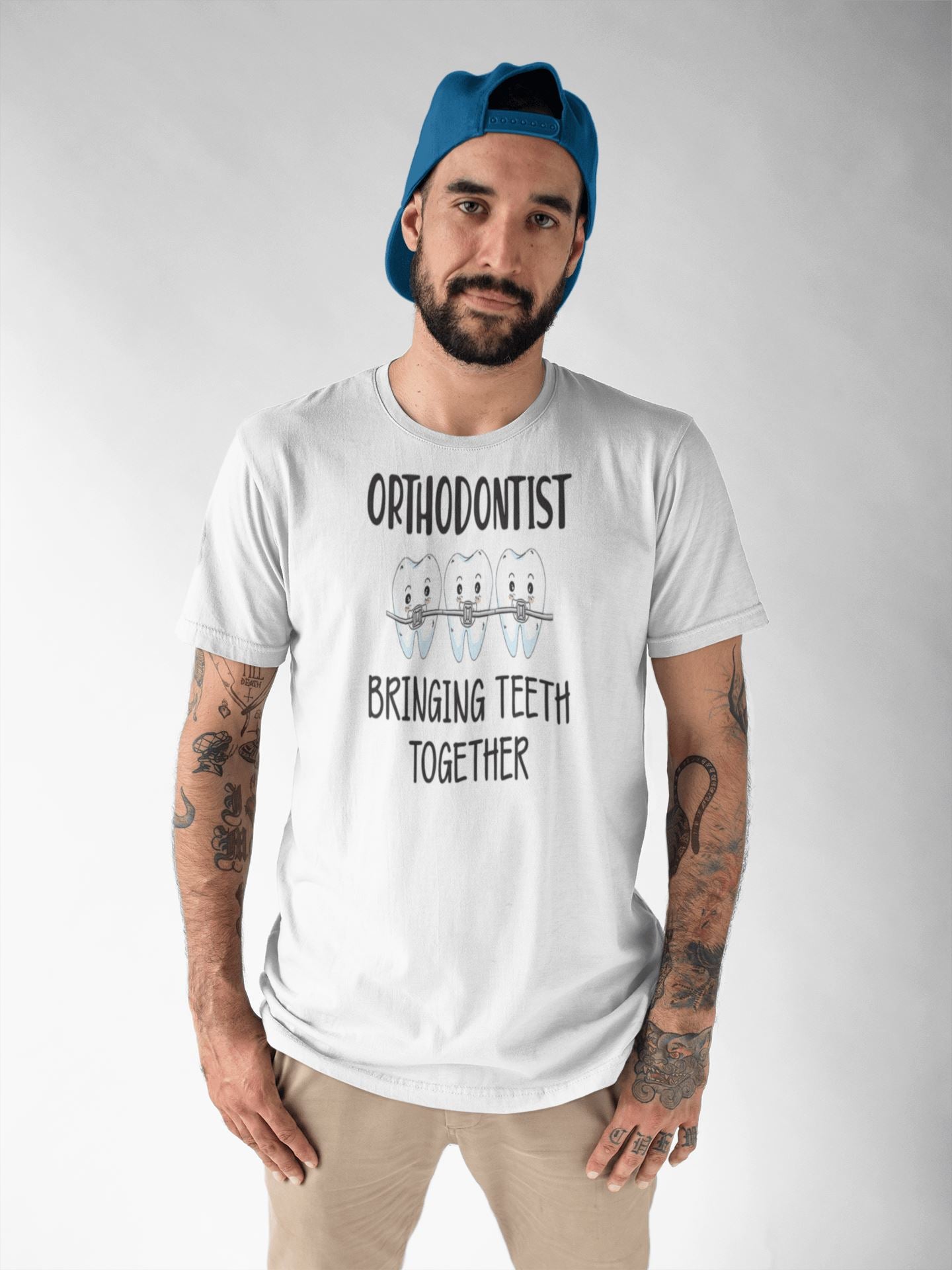Orthodontist Bringing Teeth Together Special T Shirt for Men and Women Dentists - Catch My Drift India  black, clothing, dentist, doctor, made in india, orthodontist, shirt, t shirt, tshirt