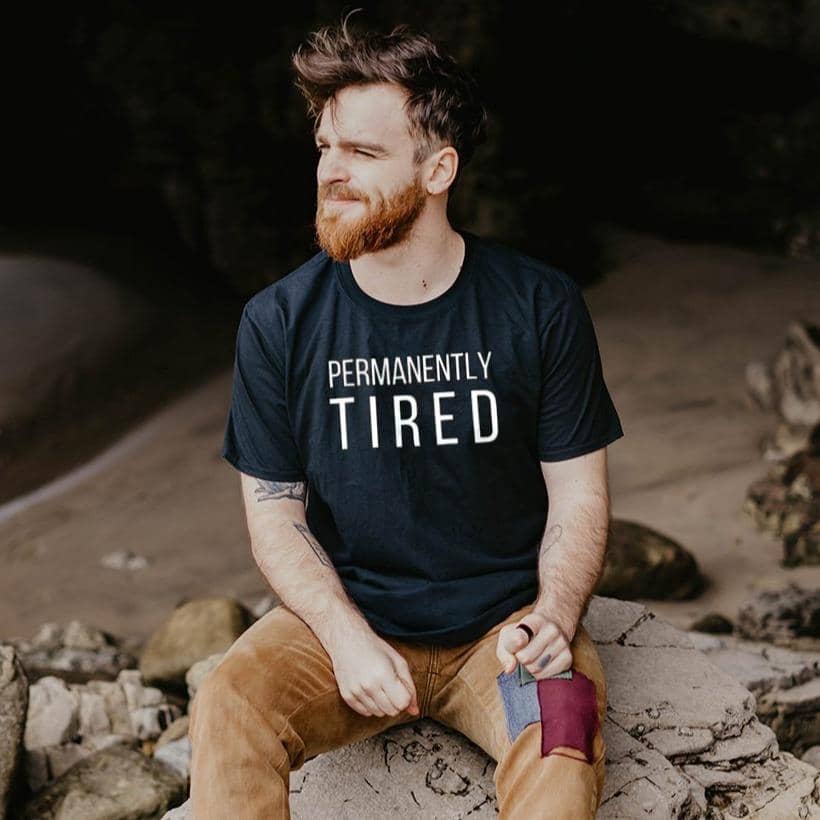 Permanently Tired Funny Black T Shirt for Men and Women - Catch My Drift India  black, clothing, couples, female, funny, general, made in india, mom, parents, shirt, t shirt, trending, tshirt