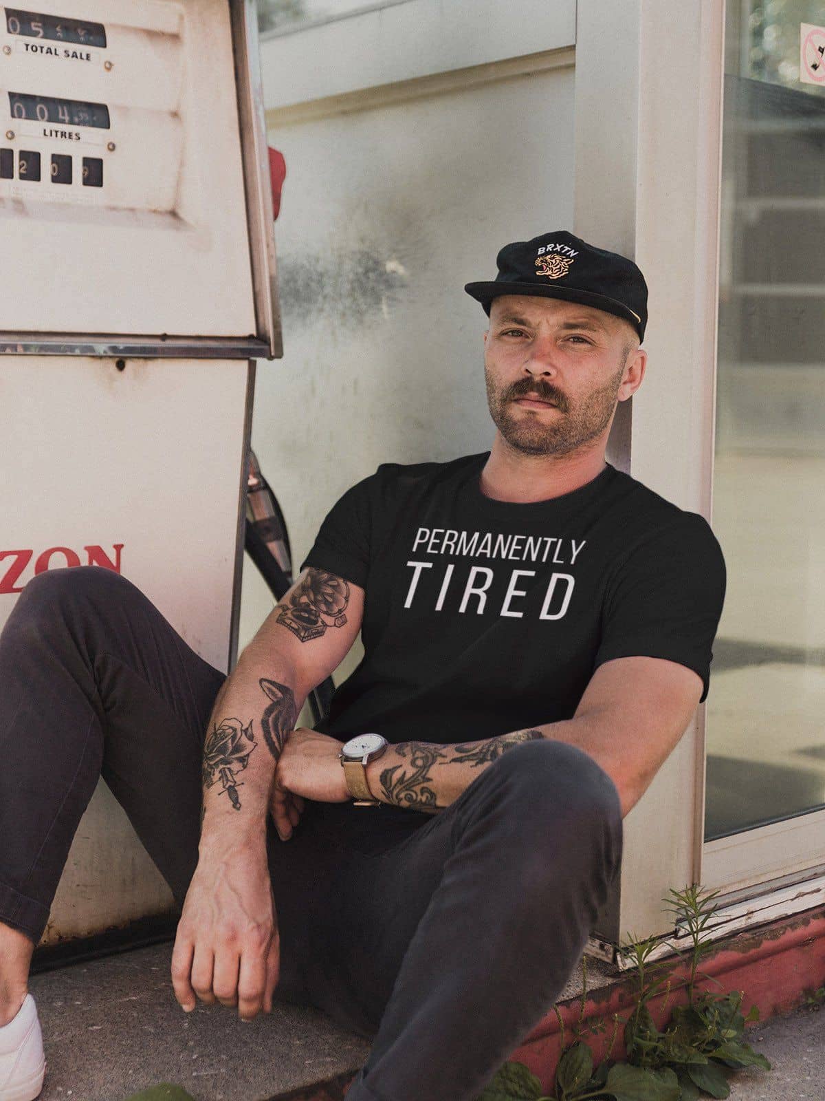 Permanently Tired Funny Black T Shirt for Men and Women - Catch My Drift India  black, clothing, couples, female, funny, general, made in india, mom, parents, shirt, t shirt, trending, tshirt