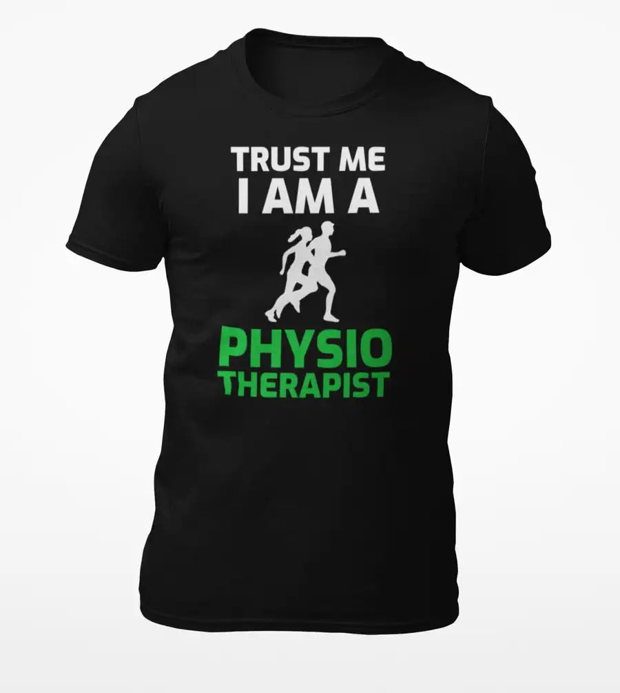 Physiotherapist "Trust Me" Black T-Shirt | Premium Design | Catch My Drift India - Catch My Drift India Clothing black, clothing, doctor, made in india, physiotherapist, shirt, t shirt, tshir