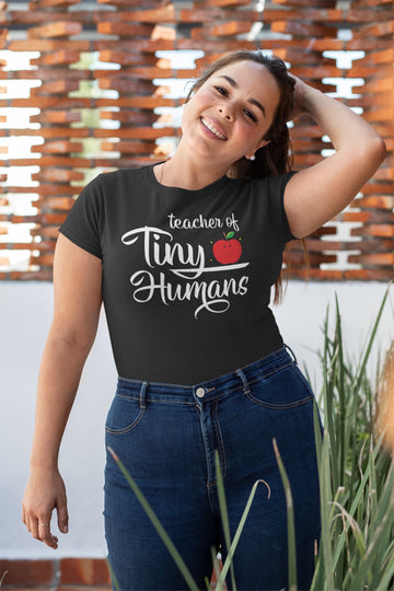 Teacher of Tiny Humans Special Black T Shirt for Mom and Dad