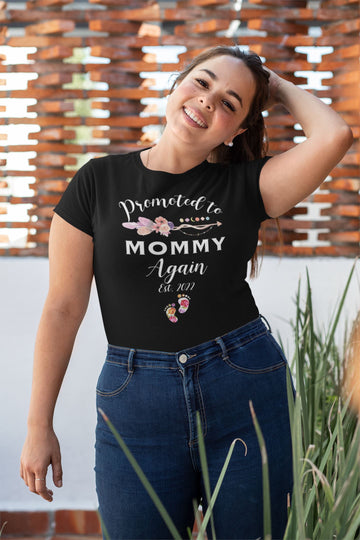 Promoted to Mommy Again Est. 2022 Special Black T Shirt for Women