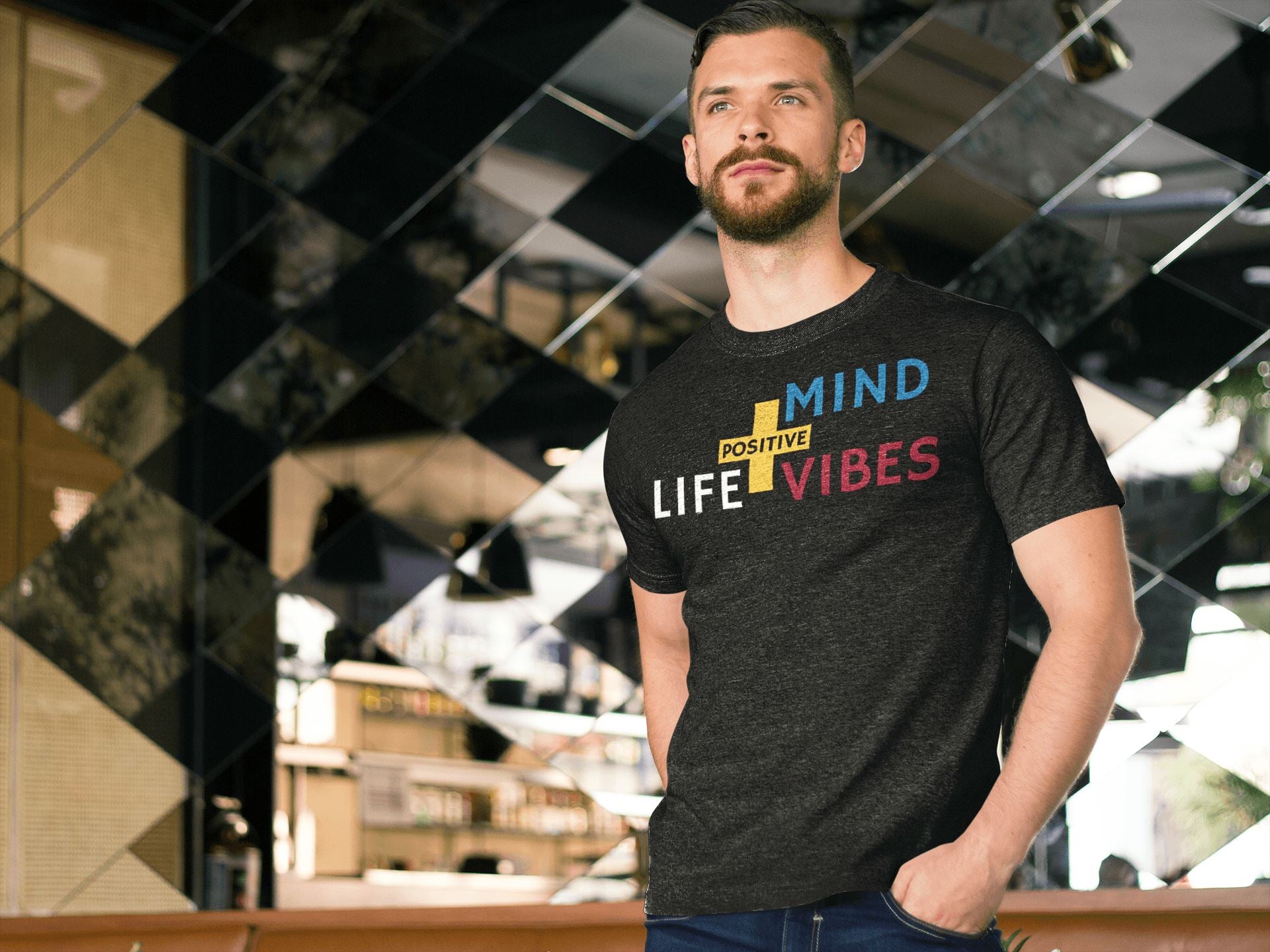 Positive Life Mind Vibes Special Black T Shirt for Men and Women - Catch My Drift India  activewear, beachwear, black, clothing, general, gym, made in india, shirt, t shirt, trending, tshirt,