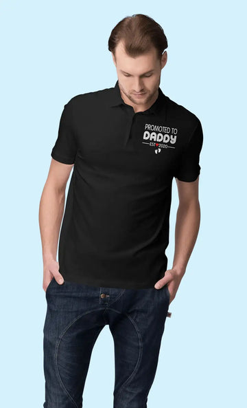 Promoted to Daddy Polo T Shirt for Men | Premium Design | Catch My Drift India