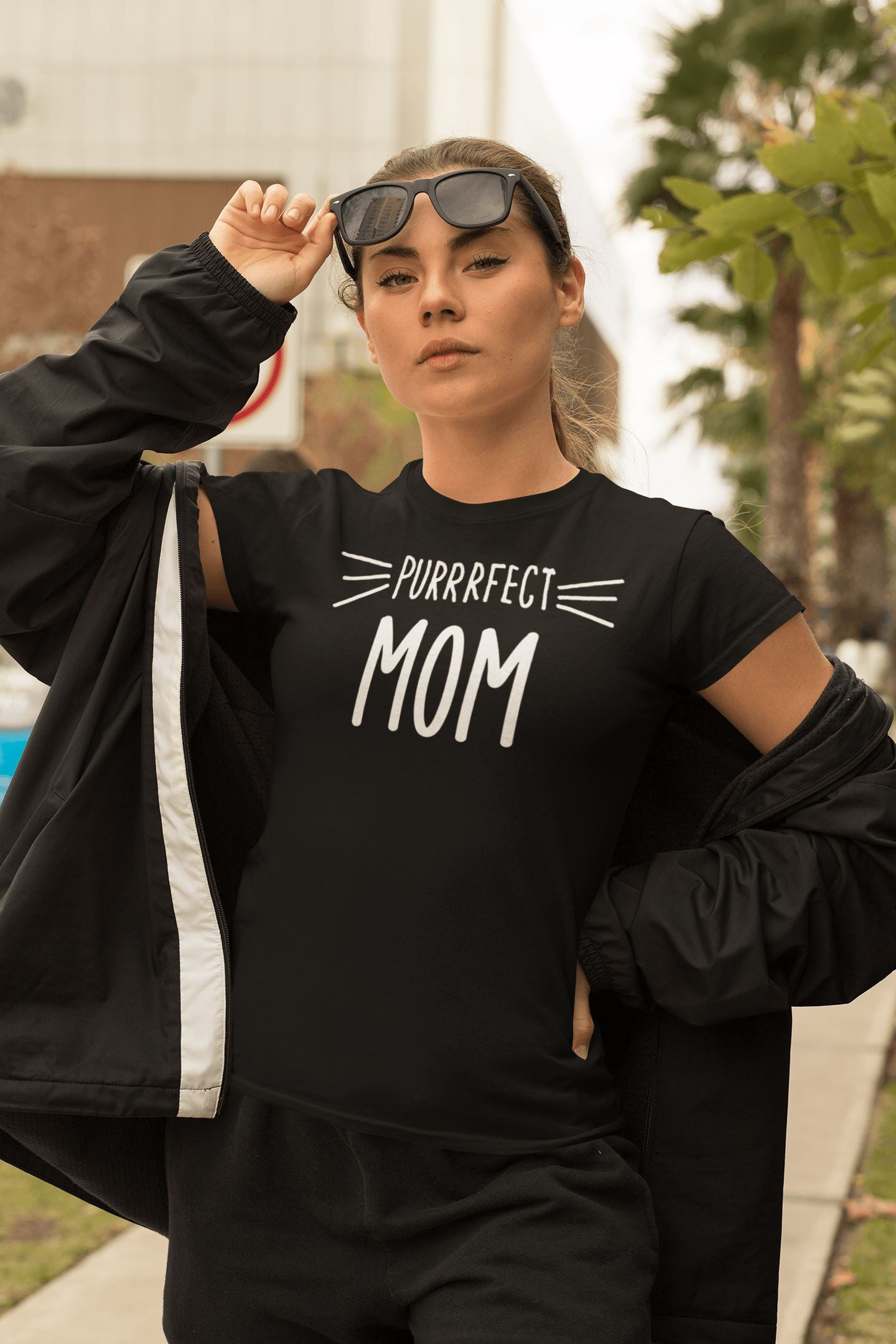 Purrfect Mom Special Black T Shirt for Women Cat Moms - Catch My Drift India  black, cat, cats, clothing, female, made in india, shirt, t shirt, trending, tshirt