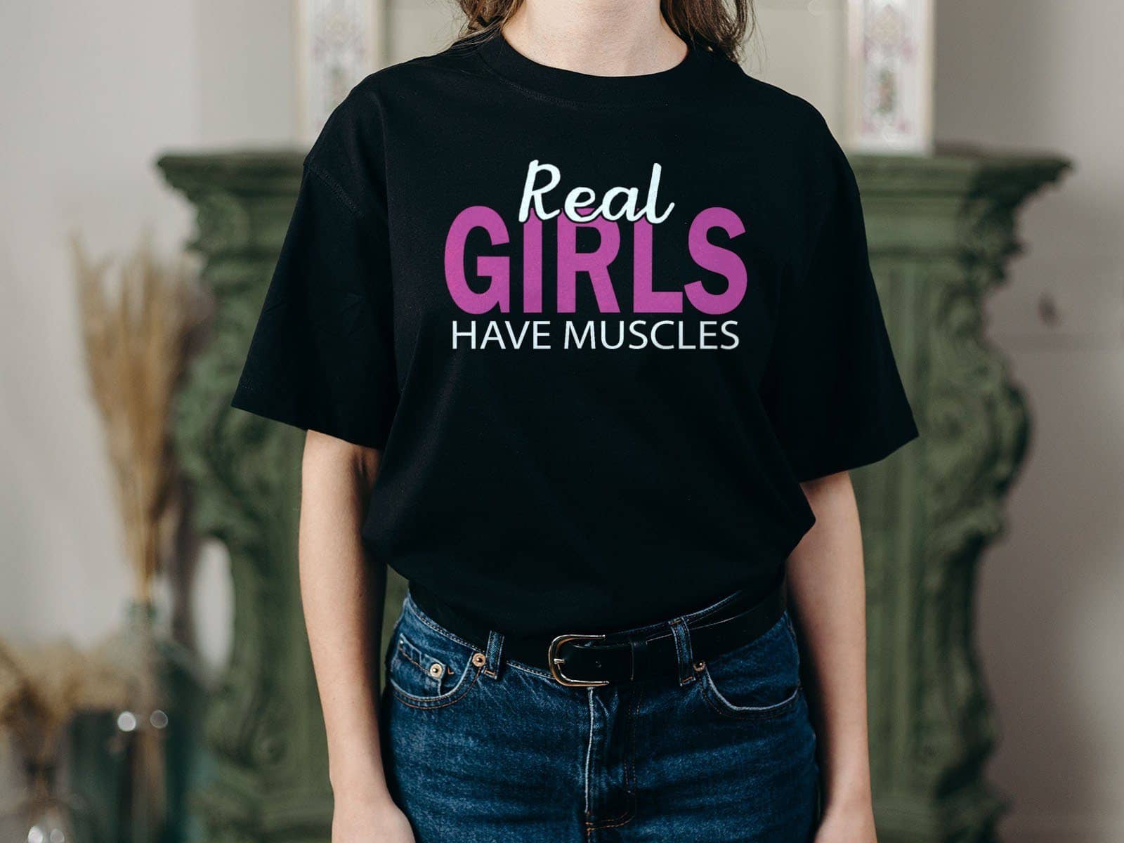 Real Girls Have Muscles Special Black T Shirt for Women - Catch My Drift India  black, clothing, female, gym, made in india, shirt, t shirt, trending, tshirt