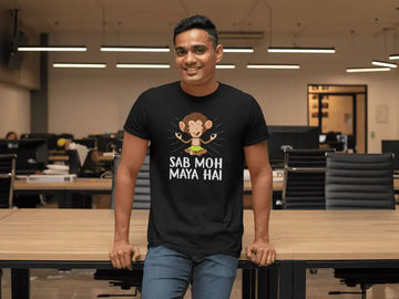 Sab Moh Maya Hai Funny T Shirts for Men | Premium Design | Catch My Drift India - Catch My Drift India Clothing black, bollywood, clothing, engineer, engineering, funny, made in india, shirt,