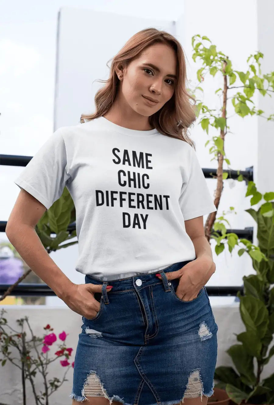Same Chic Different Day Exclusive T Shirt for Women | Premium Design | Catch My Drift India - Catch My Drift India  clothing, female, general, made in india, shirt, t shirt, tshirt, white