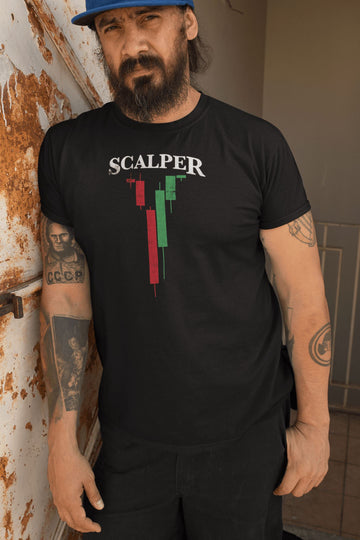 Scalper Exclusive Black T Shirt for Day Trader Men and Women - Catch My Drift India  black, clothing, made in india, shirt, stock, stock market, t shirt, trader, traders, trading, trending, t